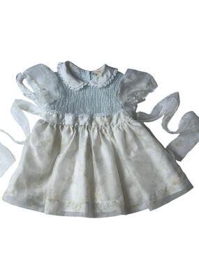 Vintage New York Kids Size 4 Pastel Floral Puff Sleeve Dress USA Made